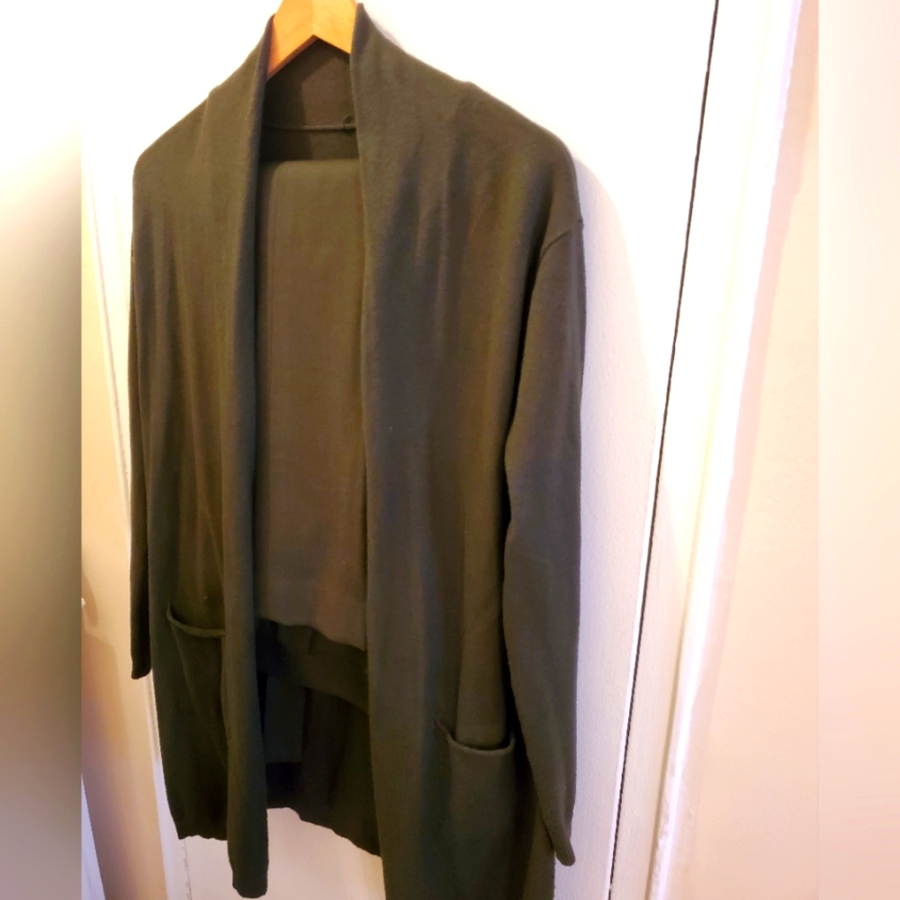 Olive Wool Slacks and Cardigan